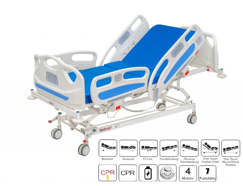 7 Function ICU Bed, Electric ( X-Ray Compatible with Battery Backup)